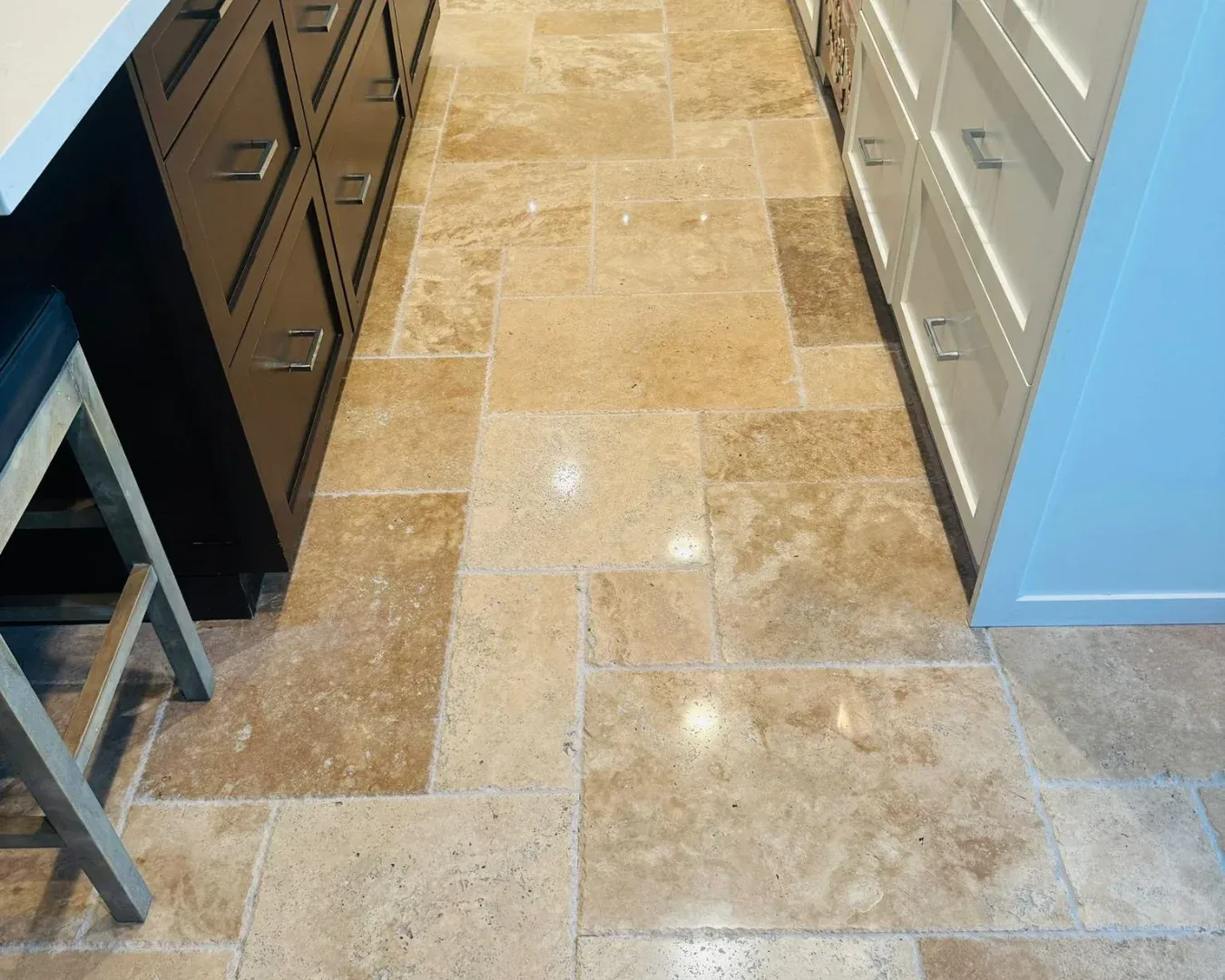 Travertine floor after restoration